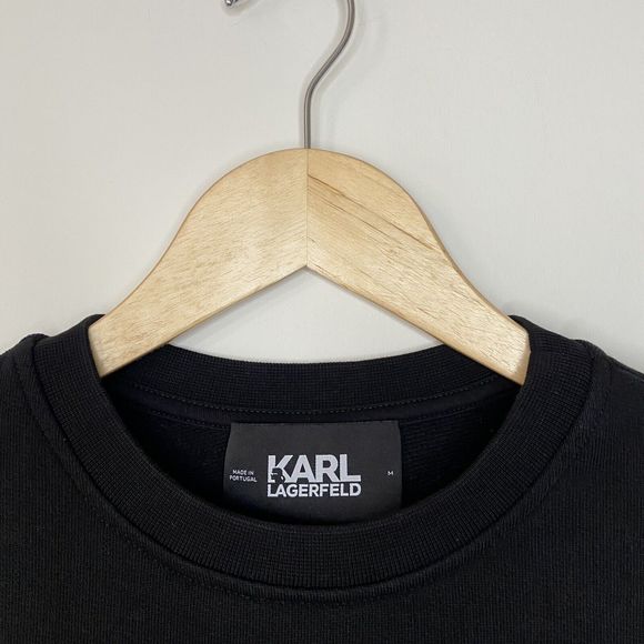 Karl Lagerfeld Paris Black Circle Logo Sweatshirt Jumper UK Size Medium Cotton - Picture 3 of 12